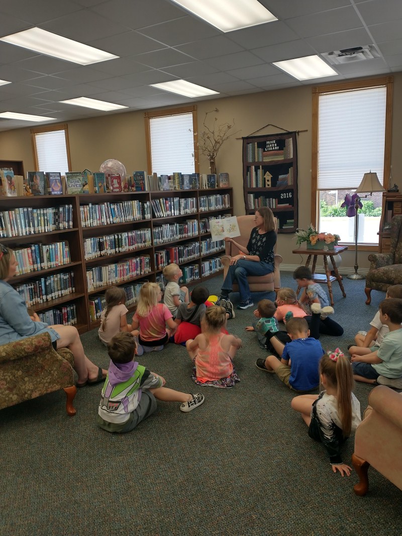 Summer School Kindergarten Class being read to by Mrs. Noland